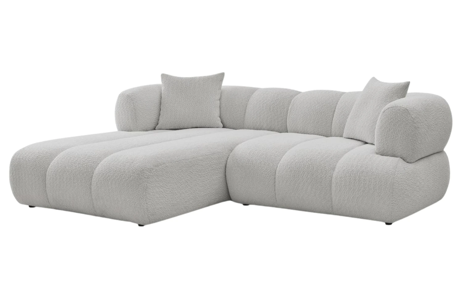 Bobochic Paris Světle šedá bouclé rohová pohovka Pamira 253 cm