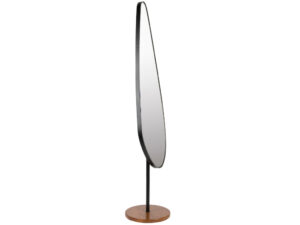 White Label Černé kovové stojací zrcadlo WLL DROPZ 135 cm