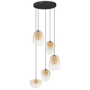 Nova Luce Jantarově hnědé skleněné závěsné světlo Oblo 47 cm