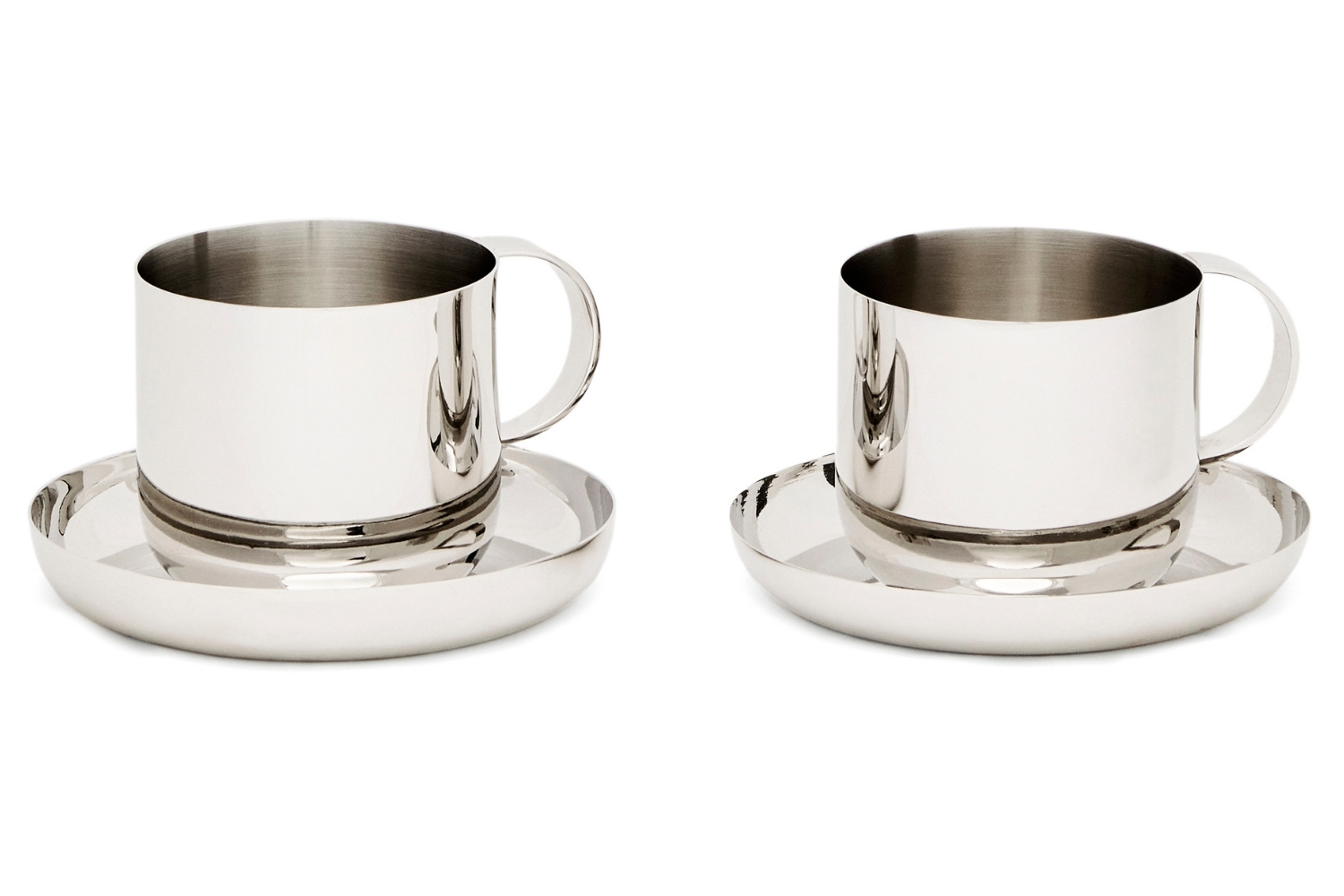 Kave Home Set dvou nerezových šálků s podšálky Nirela