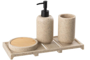 J-line Béžová sada s dávkovačem na mýdlo Hannie