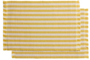 Kave Home Žluto-bílý set dvou prostírání Daltan 35 x 50 cm