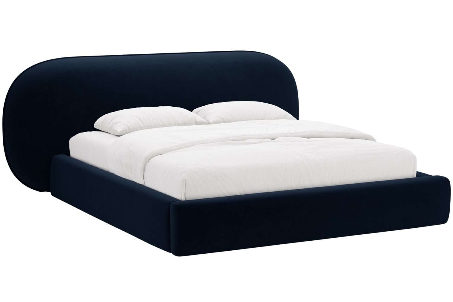 Micadoni Královsky modrá sametová dvoulůžková postel Ovalo 180 x 200 cm s úložným prostorem