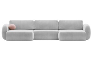 Maison Heritage Šedá sametová rozkládací pohovka Kora 362 cm