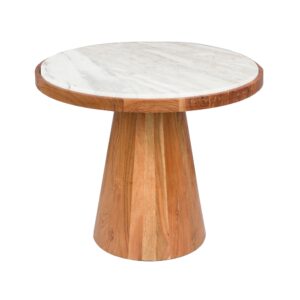 White Label Bílý mramorový konferenční stolek MEES Ø 50 cm