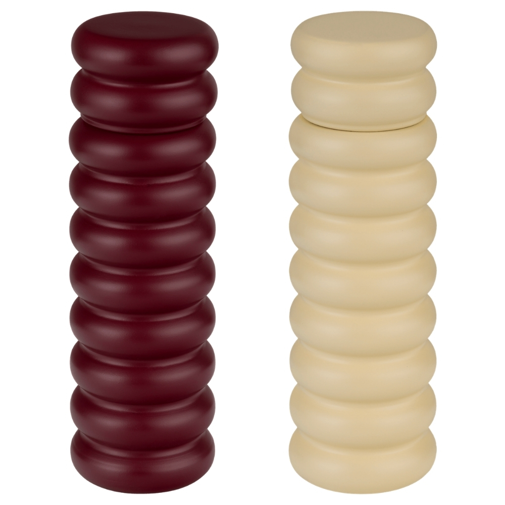 noo.ma Červeno-žlutý set dřevěné slánky a pepřenky Suli