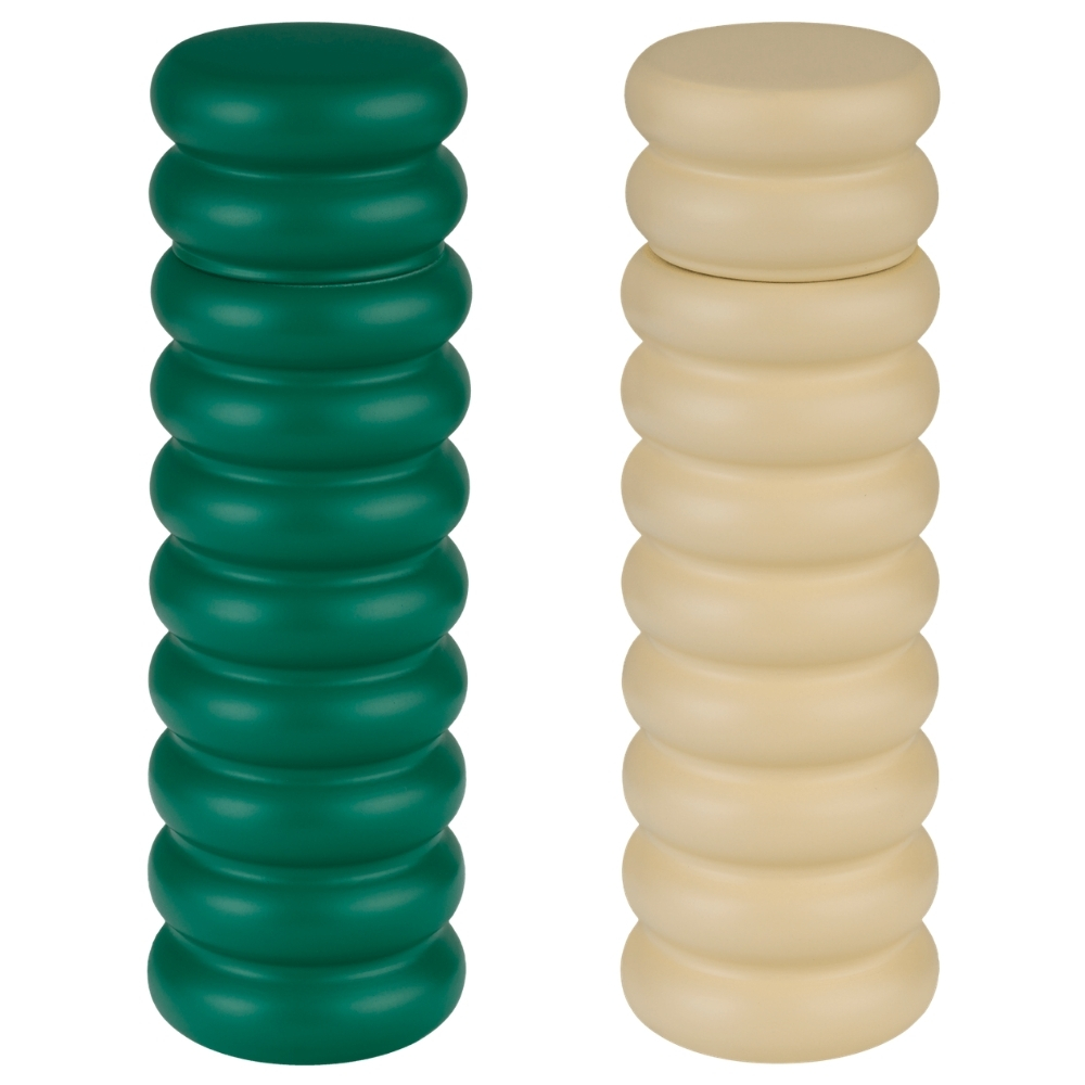 noo.ma Zeleno-žlutý set dřevěné slánky a pepřenky Suli