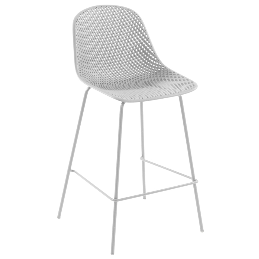 Kave Home Bílá plastová barová židle Quinby 75 cm