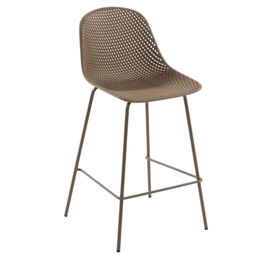 Kave Home Béžová plastová barová židle Quinby 75 cm