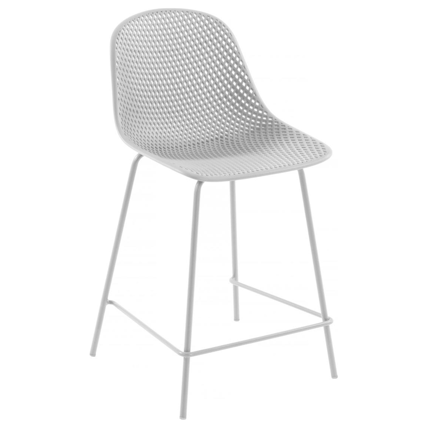 Kave Home Bílá plastová barová židle Quinby 65 cm