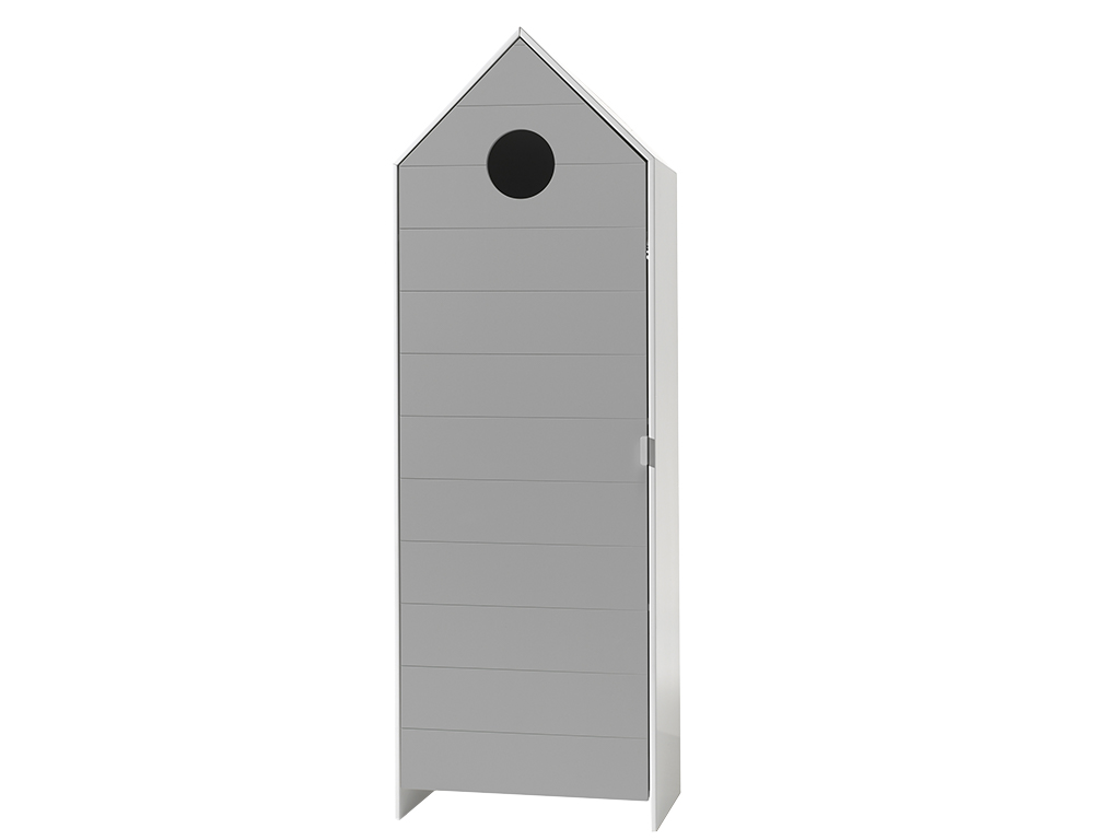 Vipack Šedá lakovaná šatní skříň Casami 172 x 58 cm s kulatým otvorem