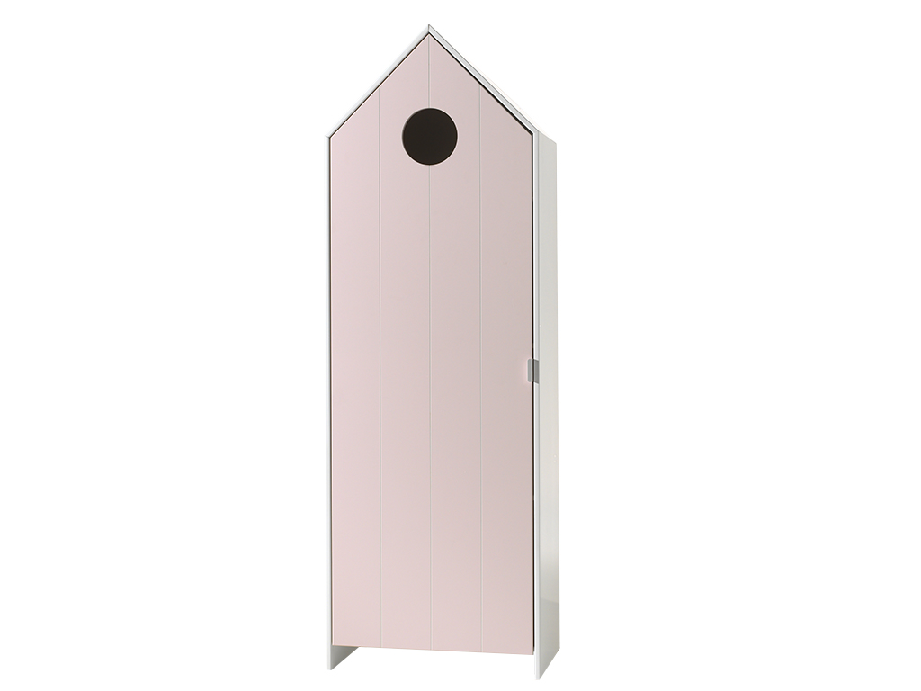 Vipack Růžová lakovaná šatní skříň Casami 172 x 58 cm s kulatým otvorem