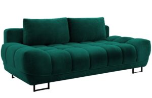 Windsor & Co Lahvově zelená sametová rozkládací pohovka Cirrus 215 cm