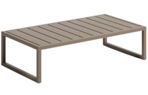 Kave Home Hnědo zelený kovový zahradní stolek Comova 114 x 60 cm