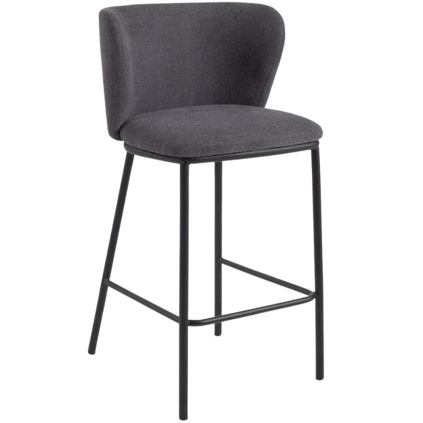 Kave Home Tmavě šedá barová židle Ciselia 65 cm