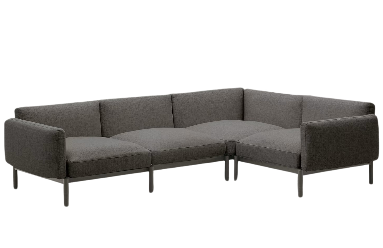 Kave Home Zahradní rohová pohovka Sorells 292 cm se šedou podnoží