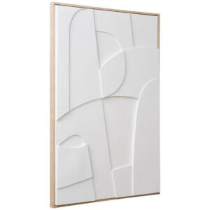 Nordic Living Bílý abstraktní obraz Madeline 90 x 60 cm