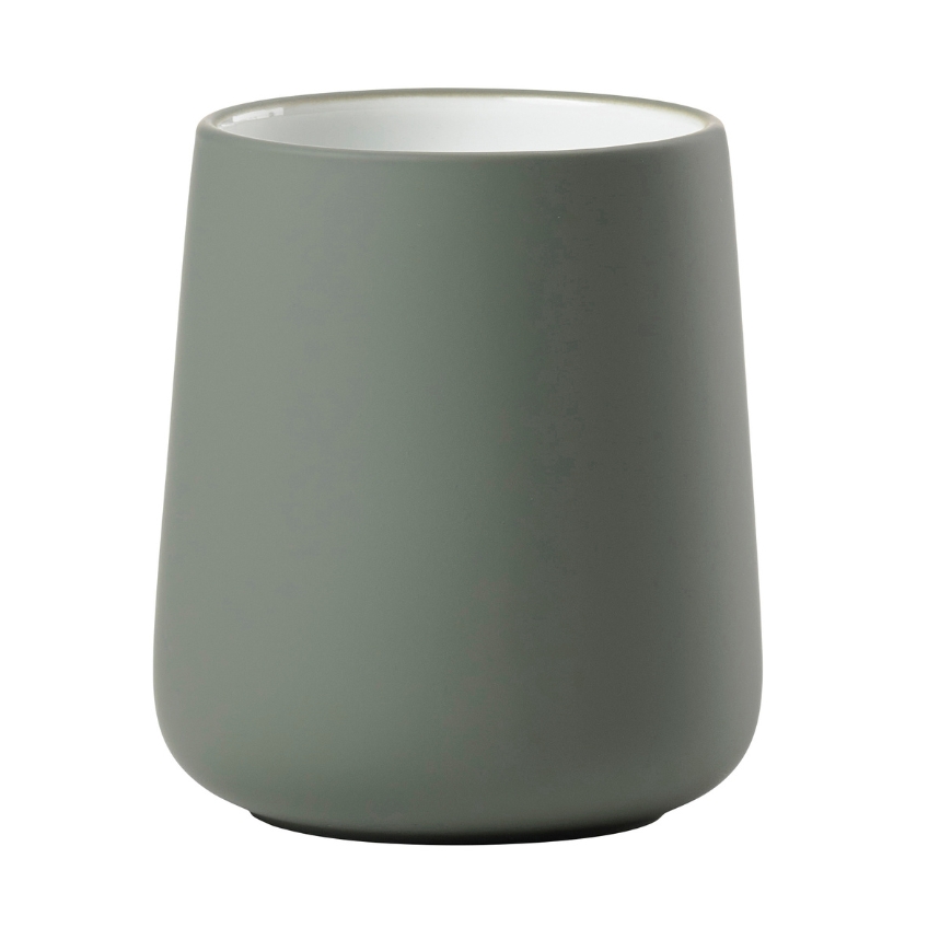 Zone Denmark Olivově zelený porcelánový kelímek na kartáčky Nova