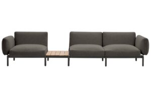 Kave Home Zahradní pohovka Sorells 341 cm se stolkem se šedou podnoží