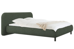 noo.ma Zelená bouclé dvoulůžková postel Mumo 180 x 200 cm s úložným prostorem