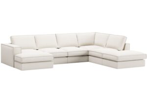 Micadoni Bílá rohová pohovka Pola 362 cm