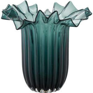 Nordic Living Tmavě zelená skleněná váza Cora 30 cm