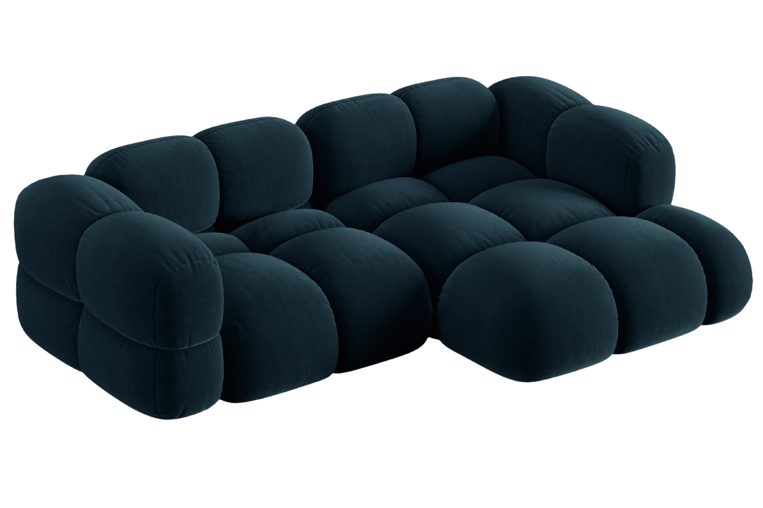 Cosmopolitan Design Tmavě modrá sametová rohová pohovka Loretto 250 cm